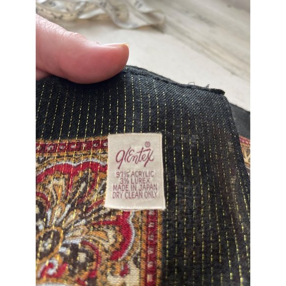 Glentex woman’s square black and burgundy scarf with metallic threads - Picture 3 of 3